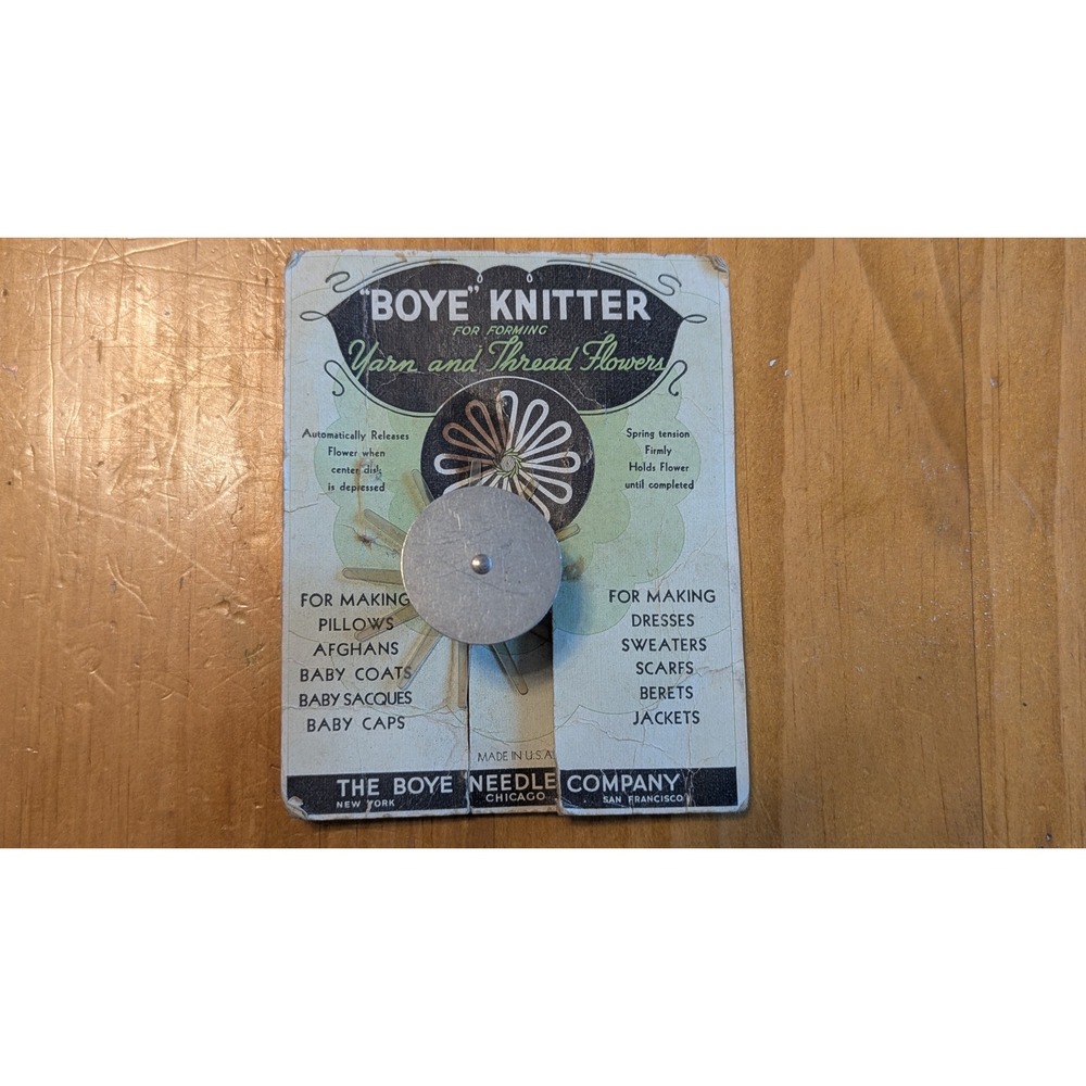 Vintage Boye Knitter Flower Loom Tool‎ with Original Instructions Patent 2093828
